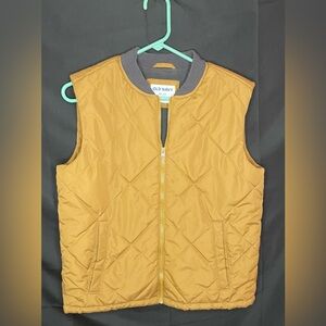 Old Navy Quilted Vest for Boys Brown Full Zip Pockets Sz XXL 18